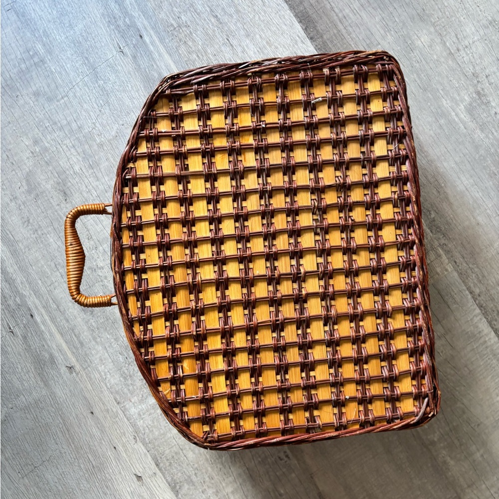 Woven Basket Tray - Brown and Tan